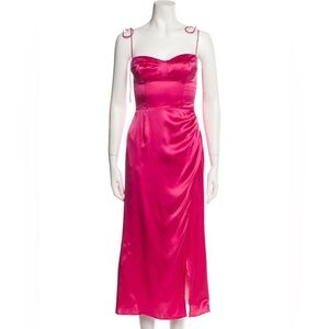 Reformation hot pink silk dress